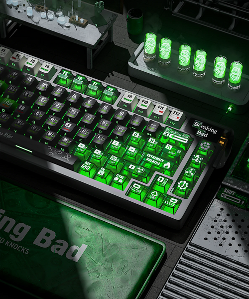 Breaking Bad Heisenberg PBT Keycap Set - Cherry Side-Printed / Cherry Profile for Wooting, ROG Azoth, Razer & Logitech G