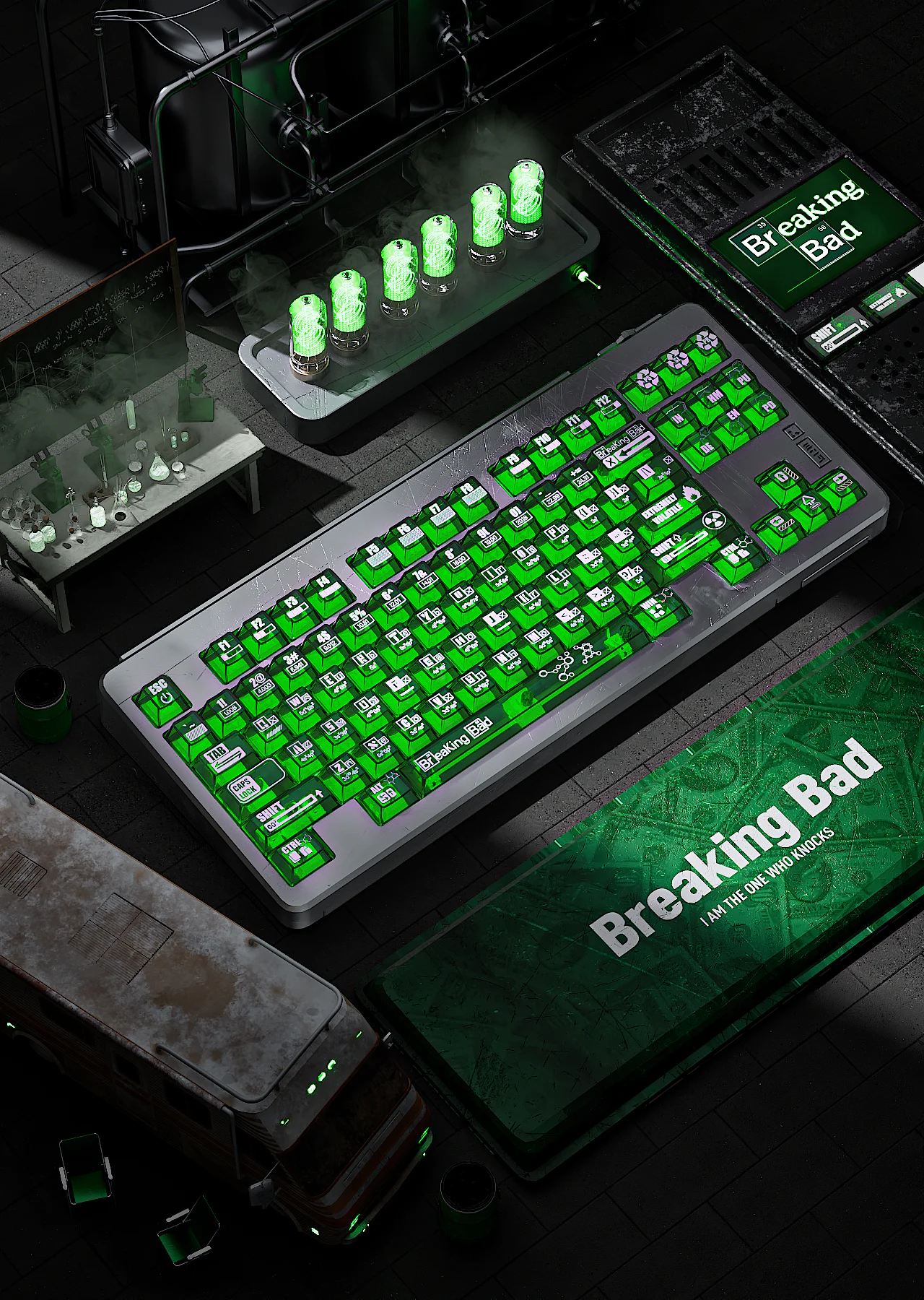 Breaking Bad Heisenberg | Cherry Side-Printed / Cherry Profile | PBT Keycap Set