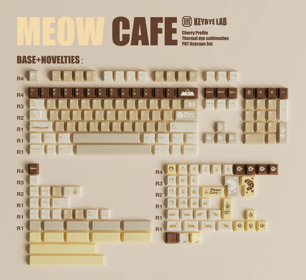 Meow Cafe | Cherry Profile | PBT+PC Keycap Set