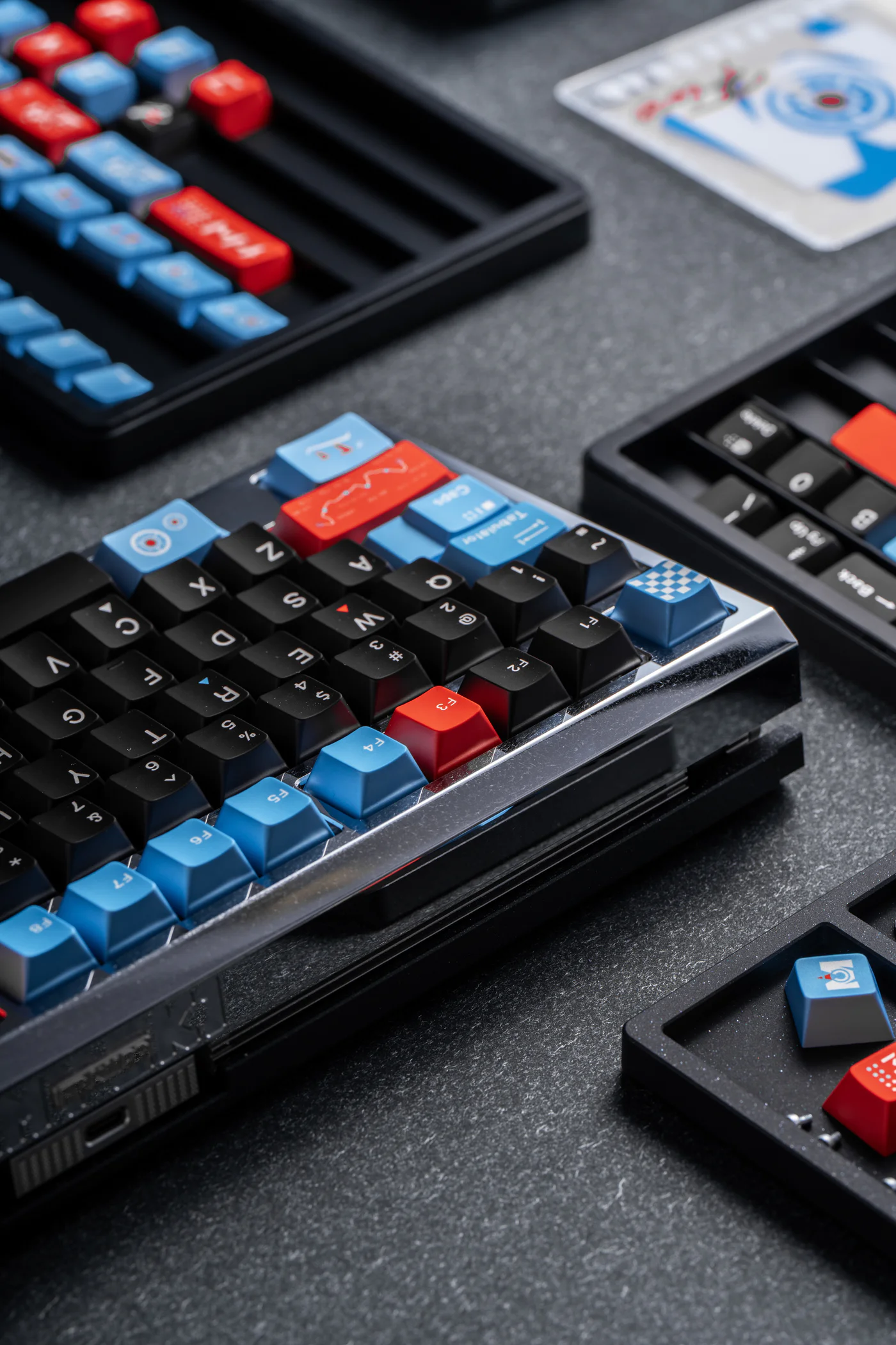 M4GT4 – Black/Orange/Ice Blue | Cherry Profile | PBT Keycap Set