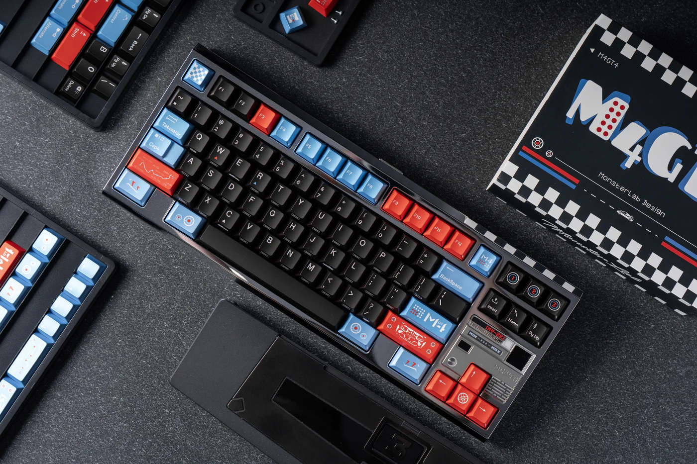 M4GT4 – Black/Orange/Ice Blue | Cherry Profile | PBT Keycap Set