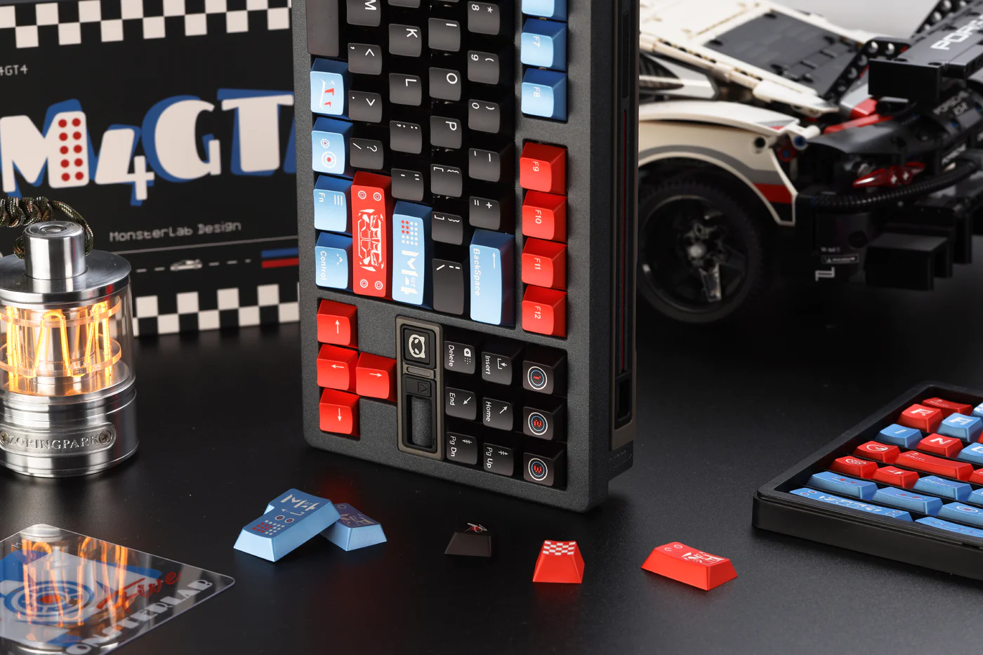 M4GT4 – Black/Orange/Ice Blue | Cherry Profile | PBT Keycap Set