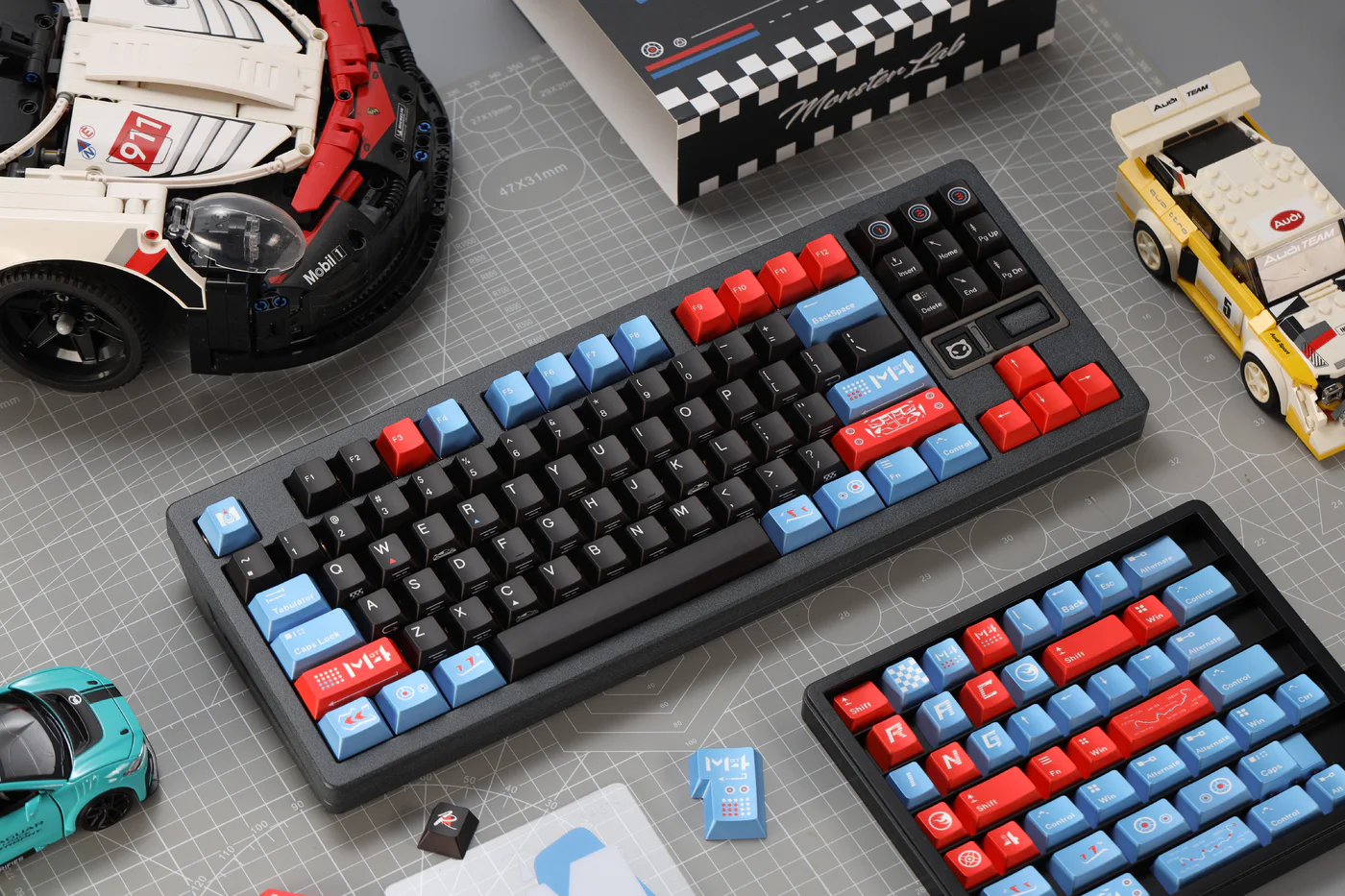 M4GT4 – Black/Orange/Ice Blue | Cherry Profile | PBT Keycap Set