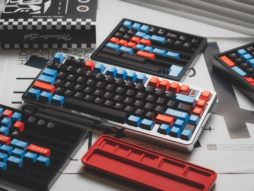 M4GT4 – Black/Orange/Ice Blue | Cherry Profile | PBT Keycap Set