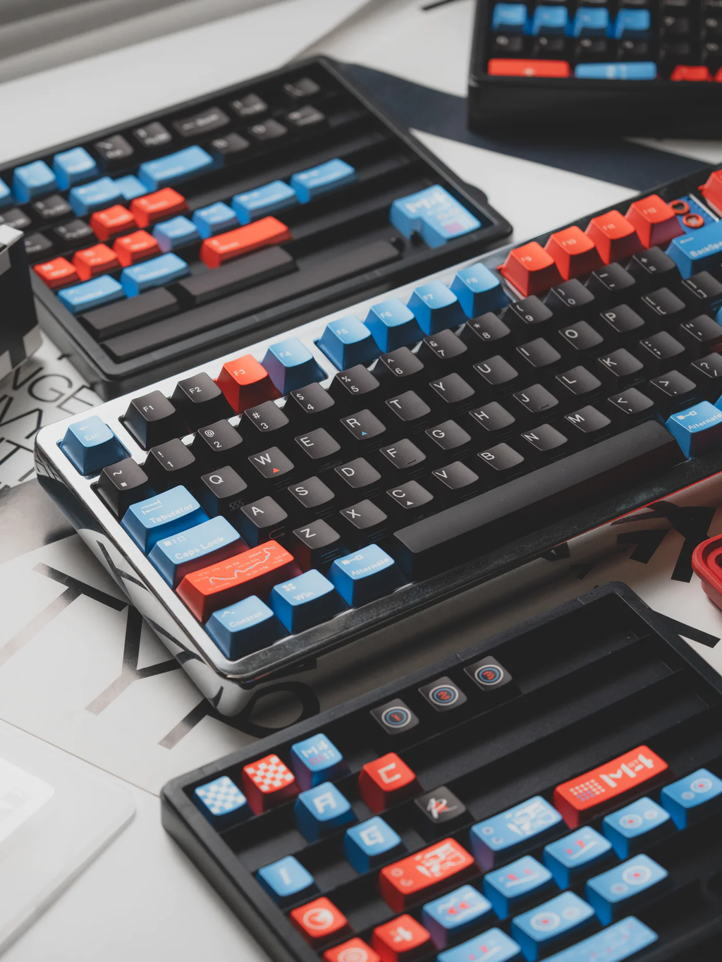 M4GT4 – Black/Orange/Ice Blue | Cherry Profile | PBT Keycap Set