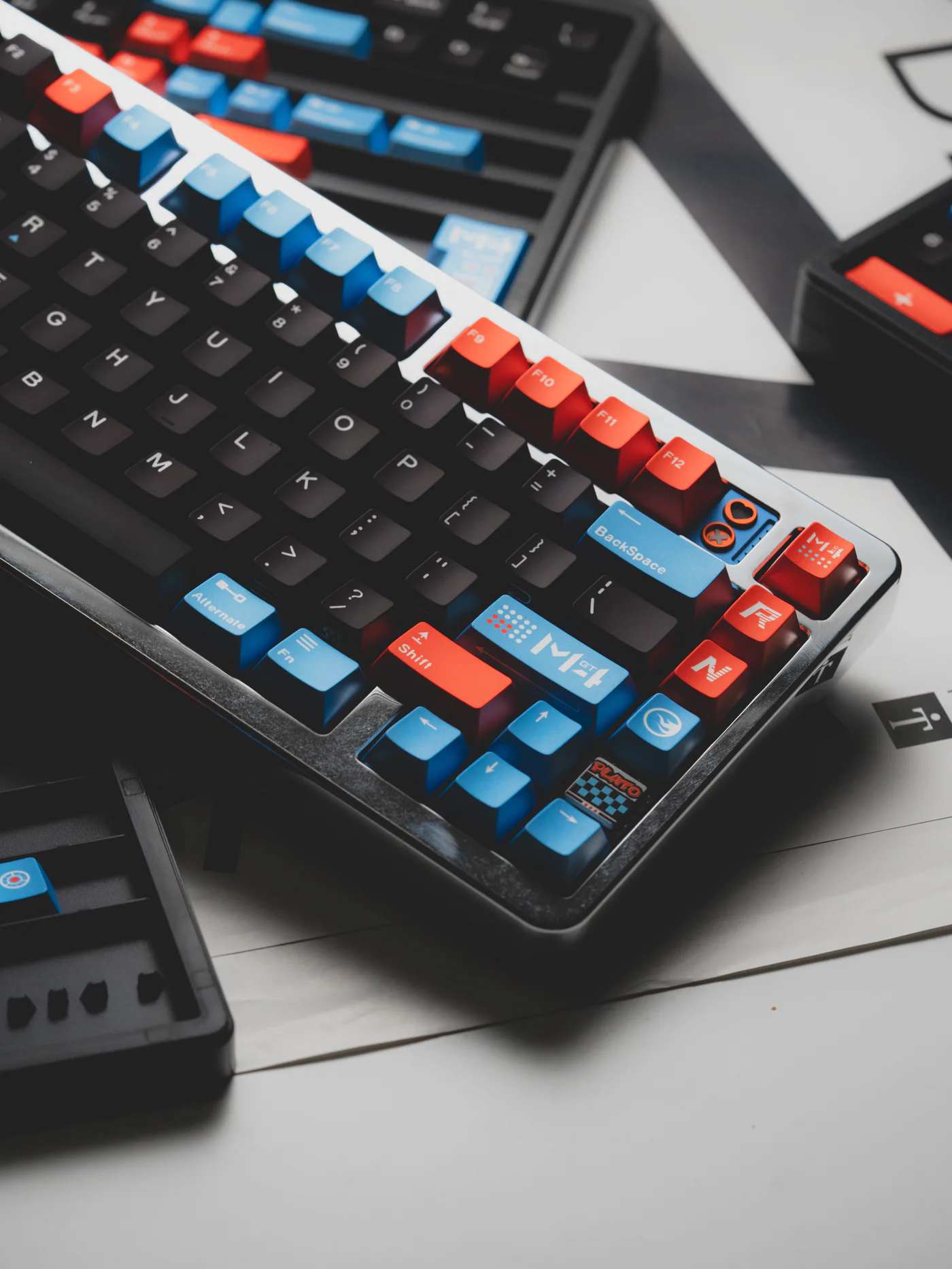 M4GT4 – Black/Orange/Ice Blue | Cherry Profile | PBT Keycap Set