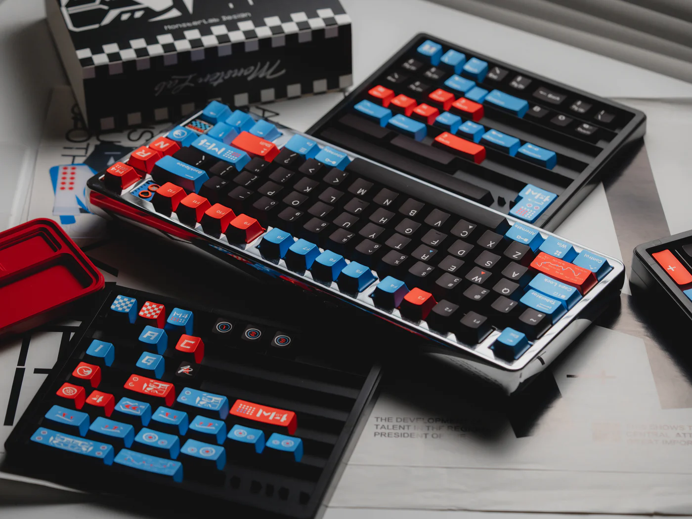 M4GT4 – Black/Orange/Ice Blue | Cherry Profile | PBT Keycap Set