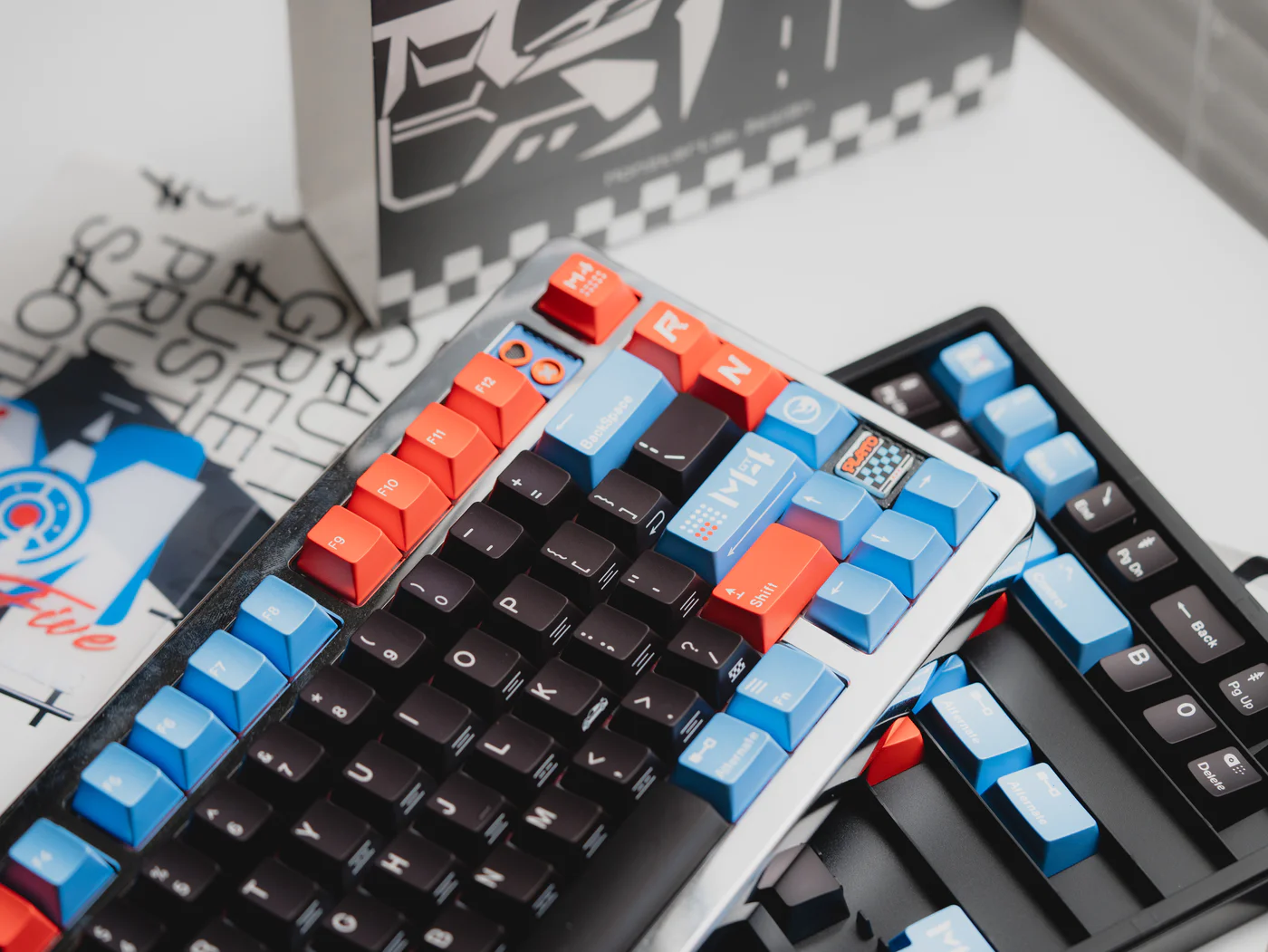 M4GT4 – Black/Orange/Ice Blue | Cherry Profile | PBT Keycap Set