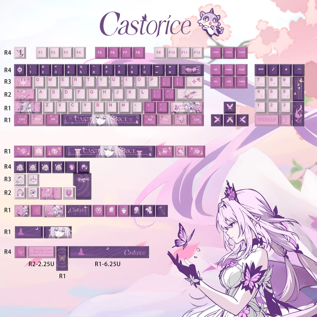 Honkai Star Rail – Castorice Themed | Cherry Profile | PBT Keycap Set