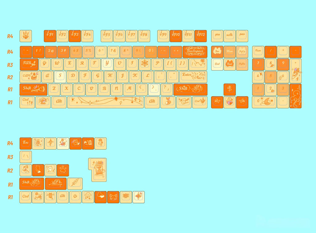Magic Little Fox PBT Keycap Set - MOA Profile for Wooting, ROG Azoth, Razer & Logitech G