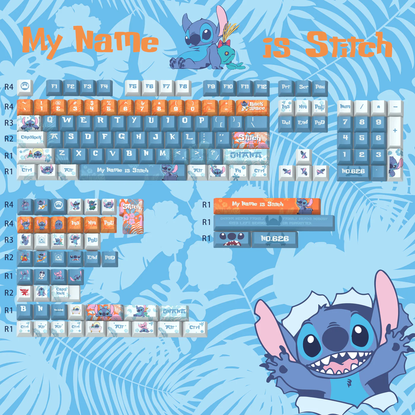 Lilo & Stitch | Cherry Profile | PBT Keycap Set