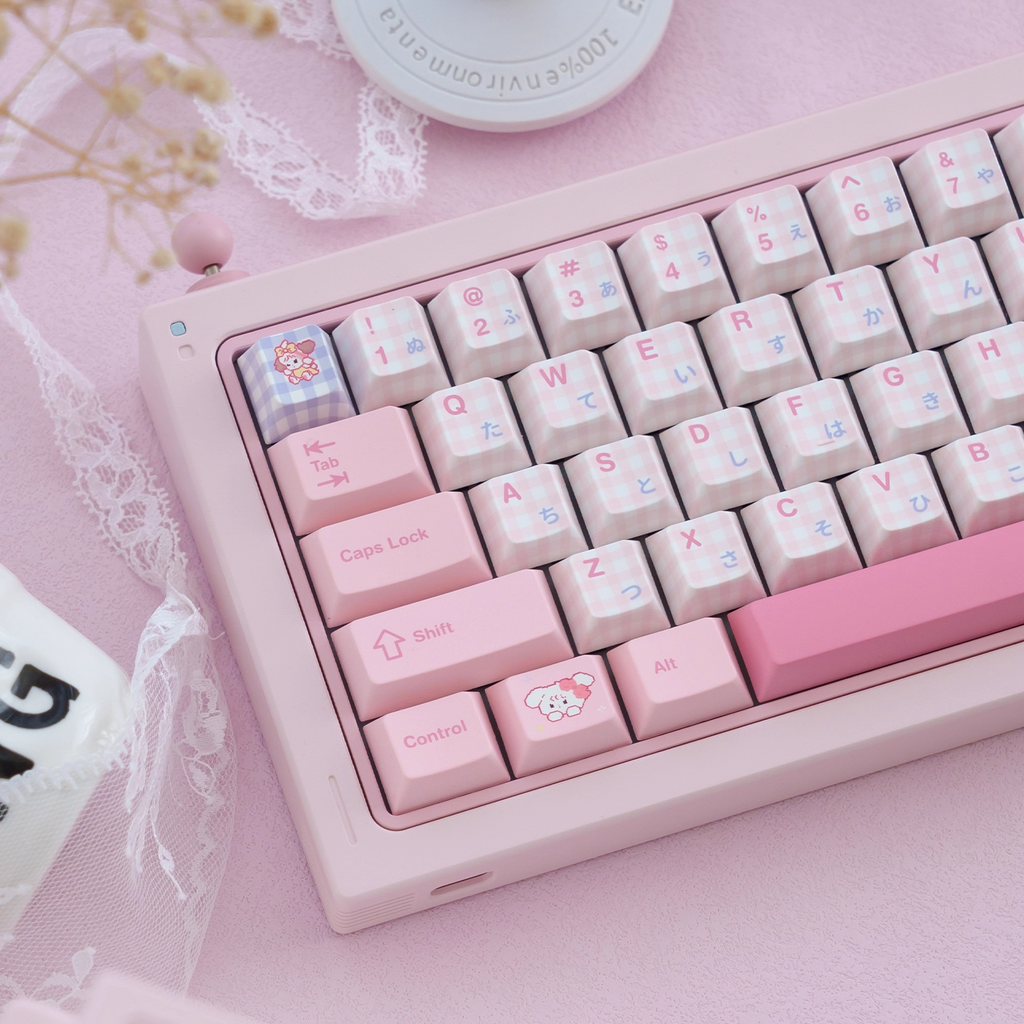 Micco – Pink Plaid | Cherry / MOA Profile | PBT Keycap Set