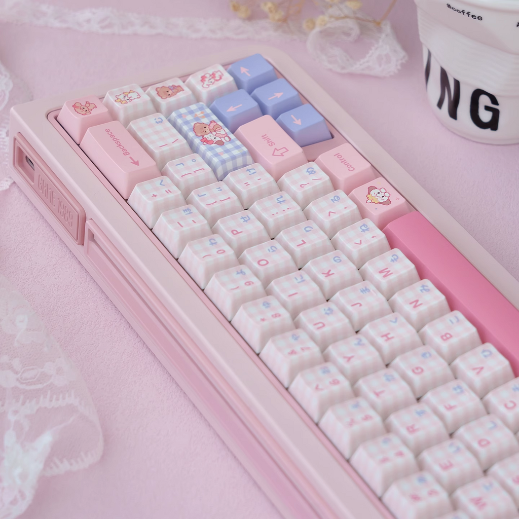 Micco – Pink Plaid | Cherry / MOA Profile | PBT Keycap Set