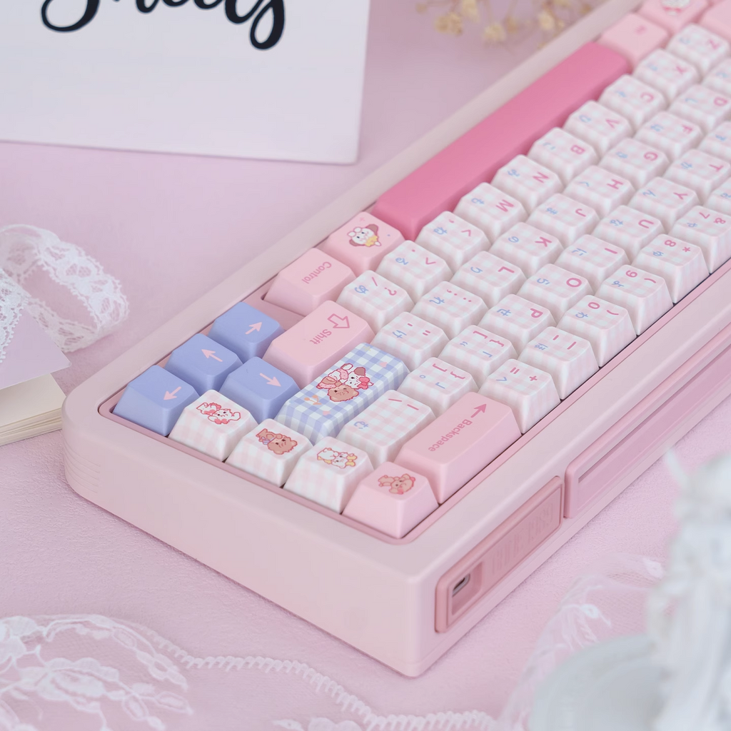 Micco – Pink Plaid | Cherry / MOA Profile | PBT Keycap Set