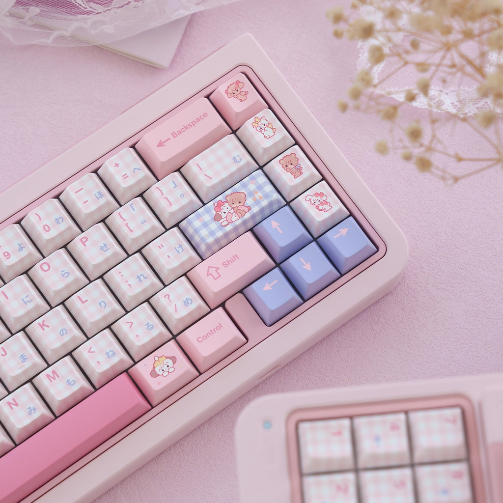 Micco – Pink Plaid | Cherry / MOA Profile | PBT Keycap Set