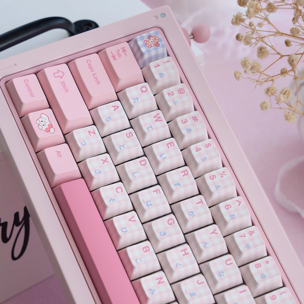 Micco – Pink Plaid | Cherry / MOA Profile | PBT Keycap Set