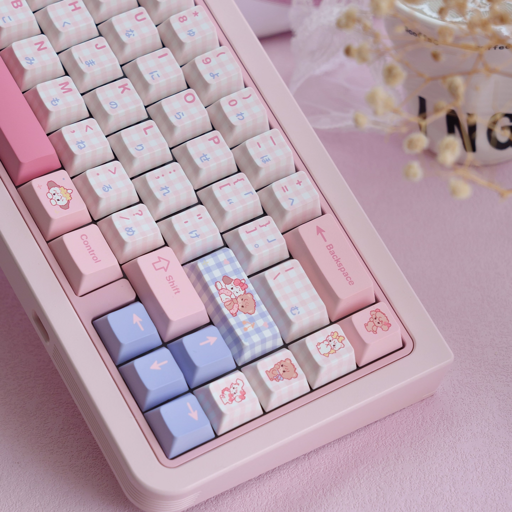 Micco – Pink Plaid | Cherry / MOA Profile | PBT Keycap Set