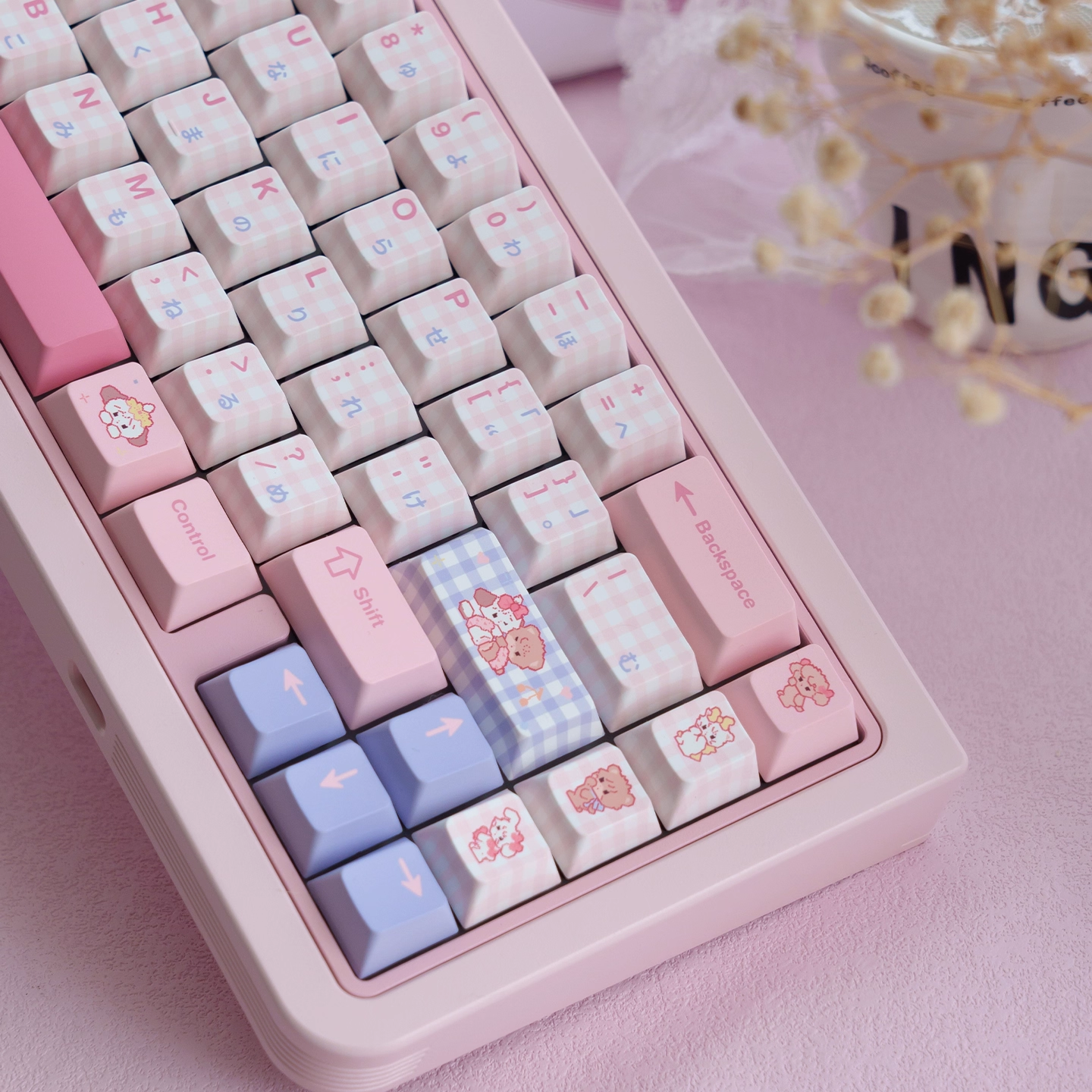 Micco – Pink Plaid | Cherry / MOA Profile | PBT Keycap Set