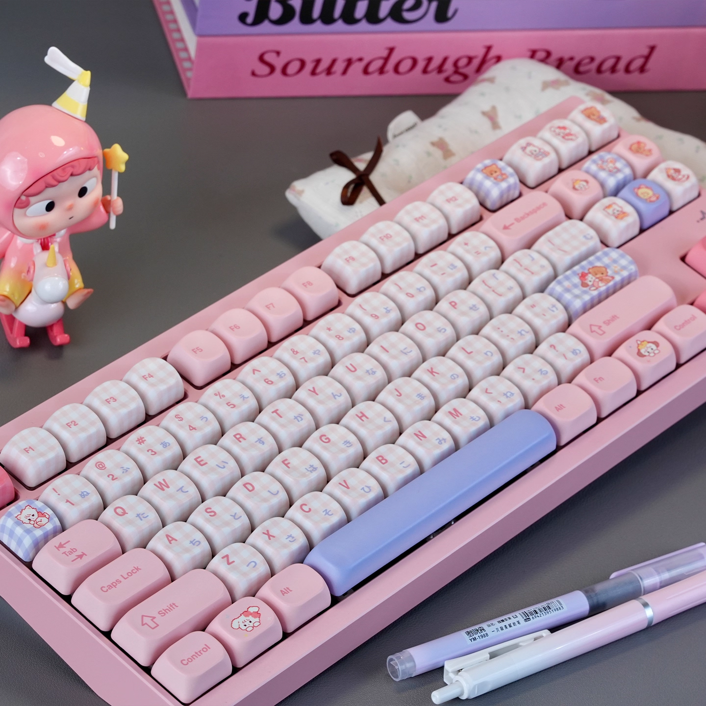 Micco – Pink Plaid | Cherry / MOA Profile | PBT Keycap Set