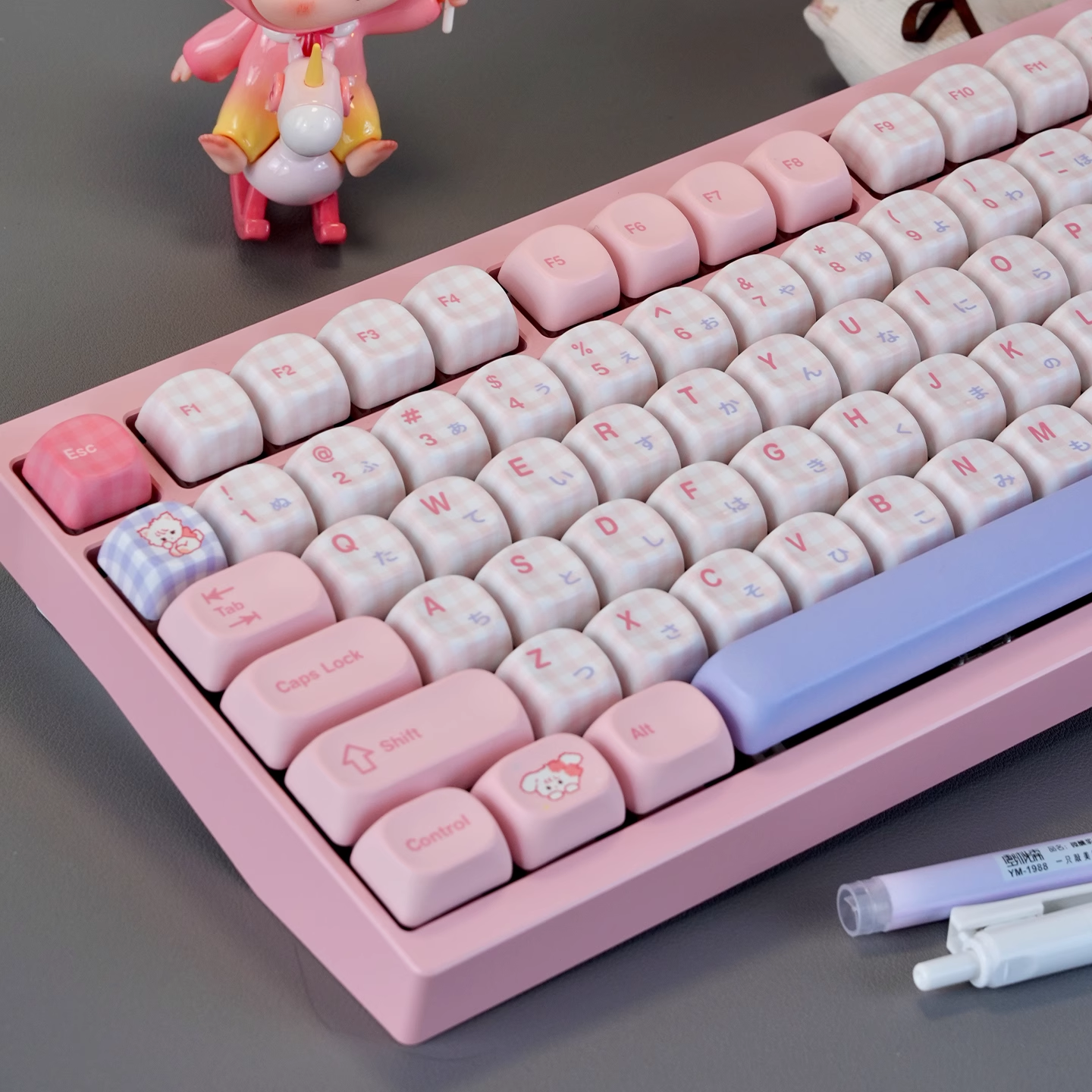 Micco – Pink Plaid | Cherry / MOA Profile | PBT Keycap Set