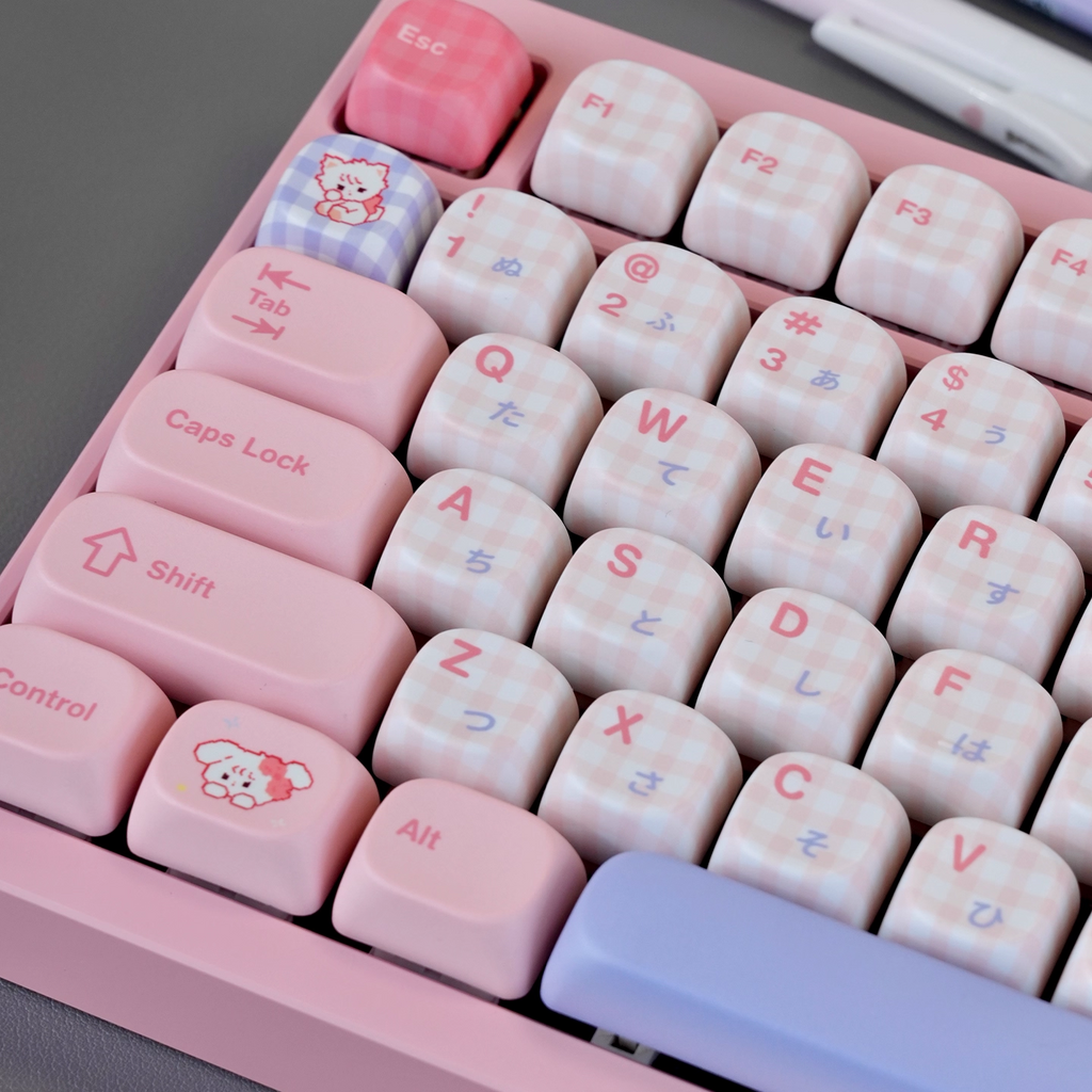 Micco – Pink Plaid | Cherry / MOA Profile | PBT Keycap Set