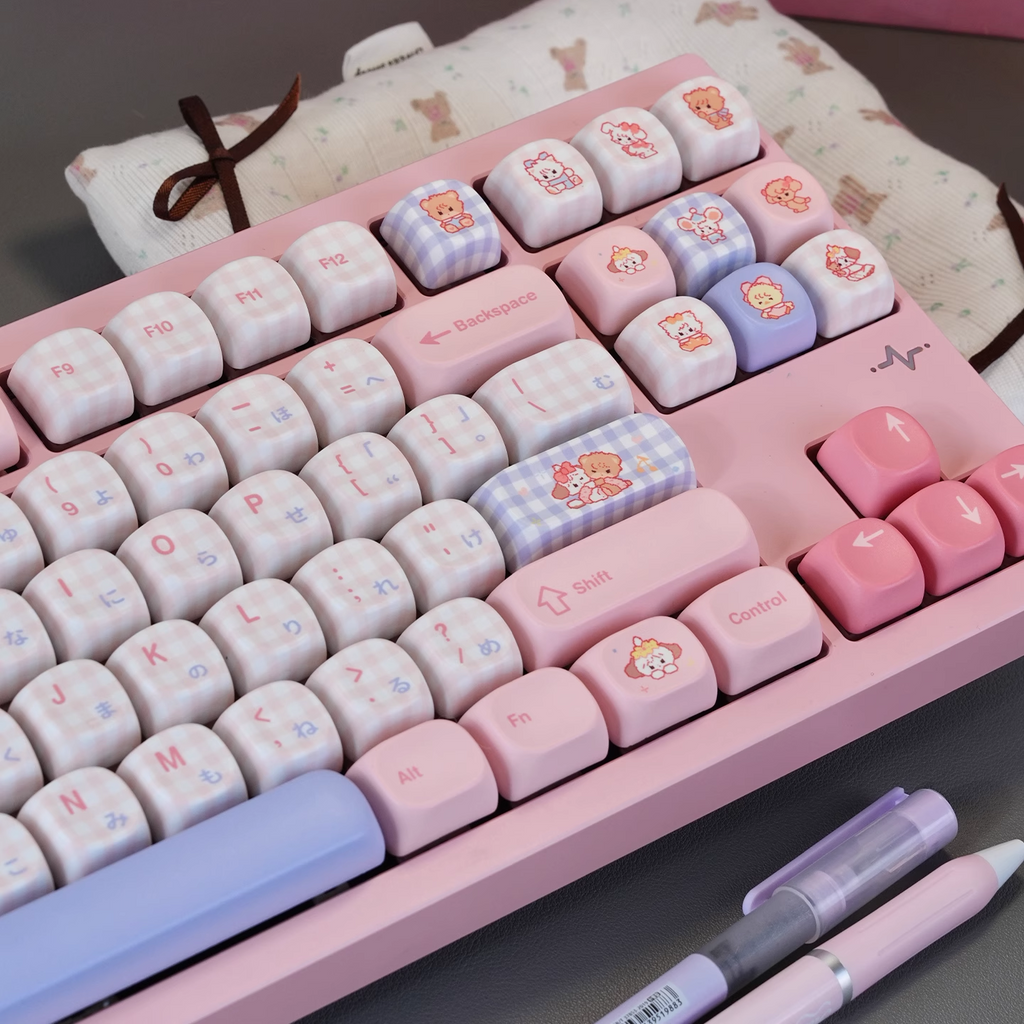 Micco – Pink Plaid | Cherry / MOA Profile | PBT Keycap Set