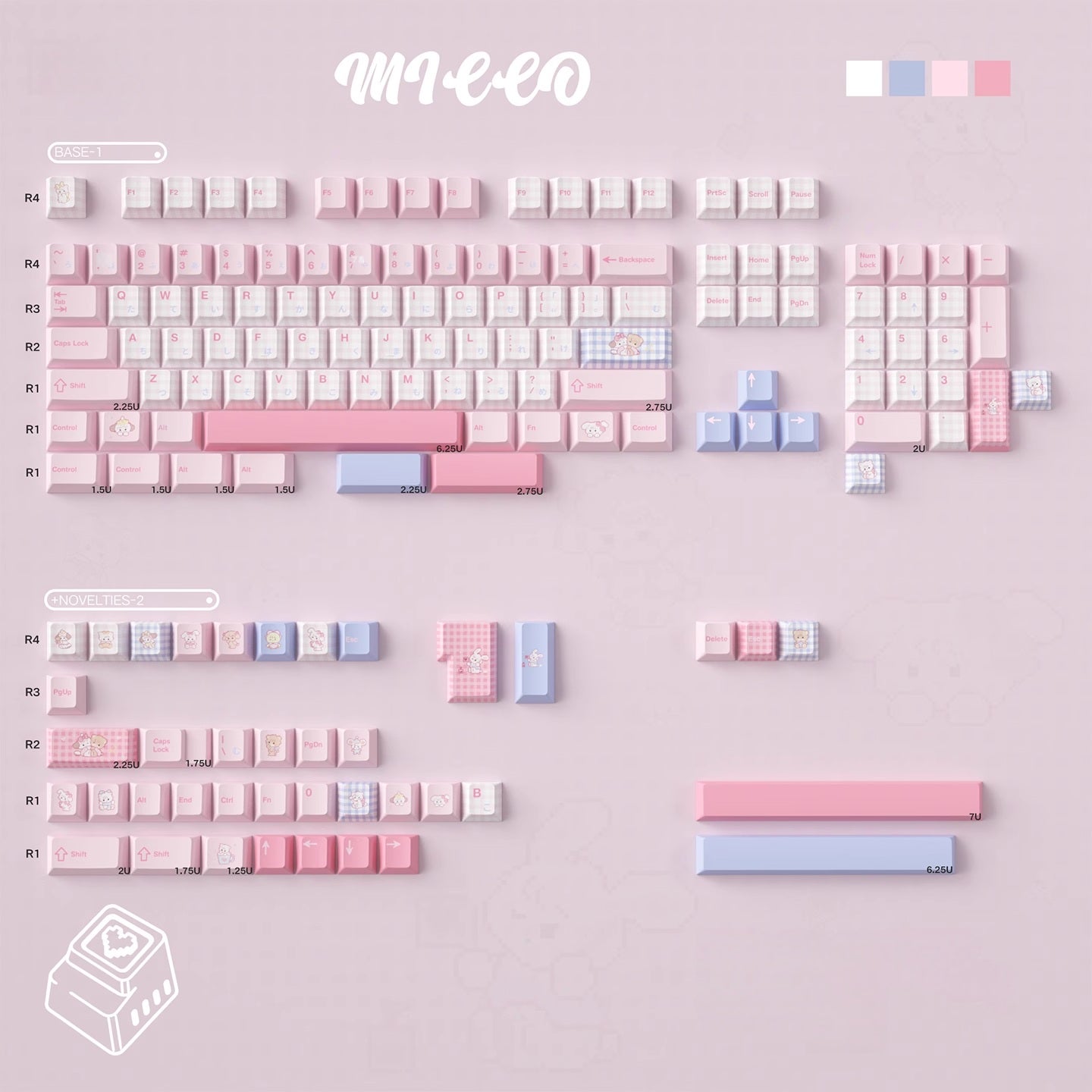 Micco – Pink Plaid | Cherry / MOA Profile | PBT Keycap Set