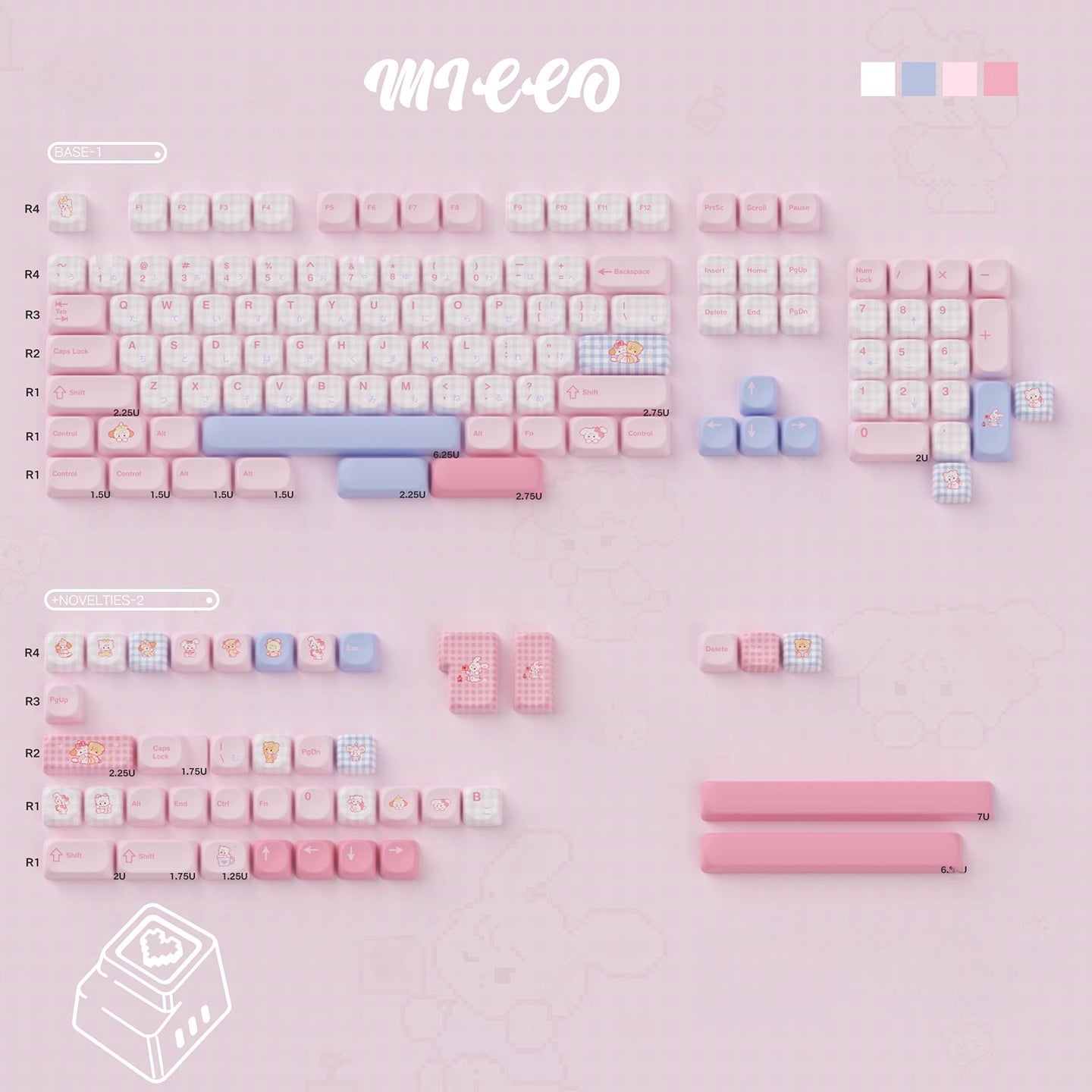 Micco – Pink Plaid | Cherry / MOA Profile | PBT Keycap Set