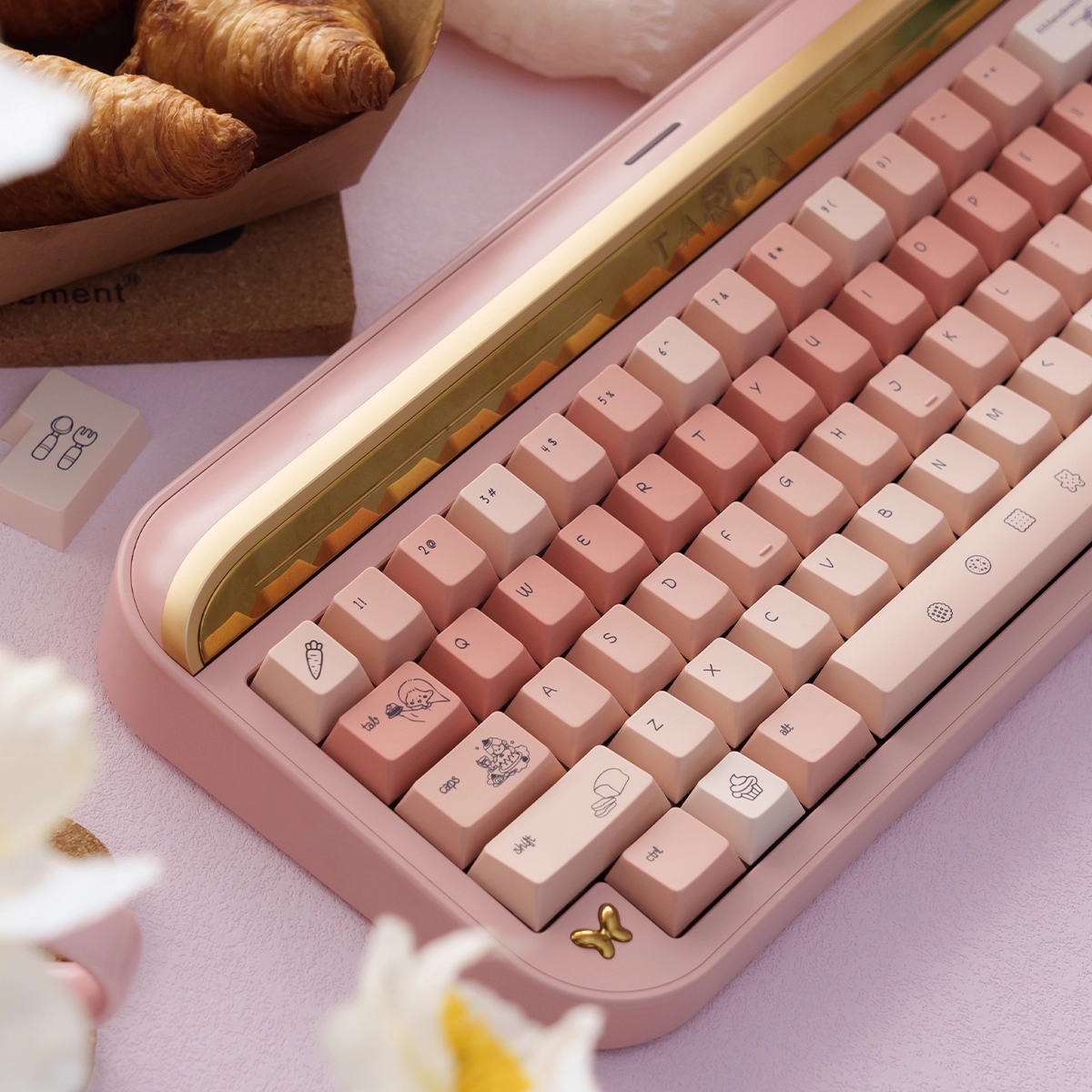 Title Cooking Girl – Pink Gradient | Cherry Profile | Thick PBT Keycap Set