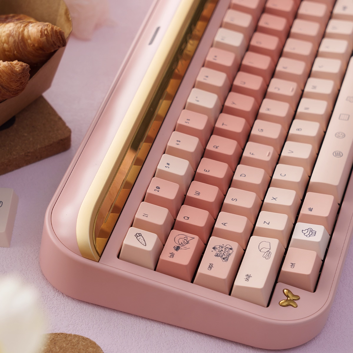 Title Cooking Girl – Pink Gradient | Cherry Profile | Thick PBT Keycap Set