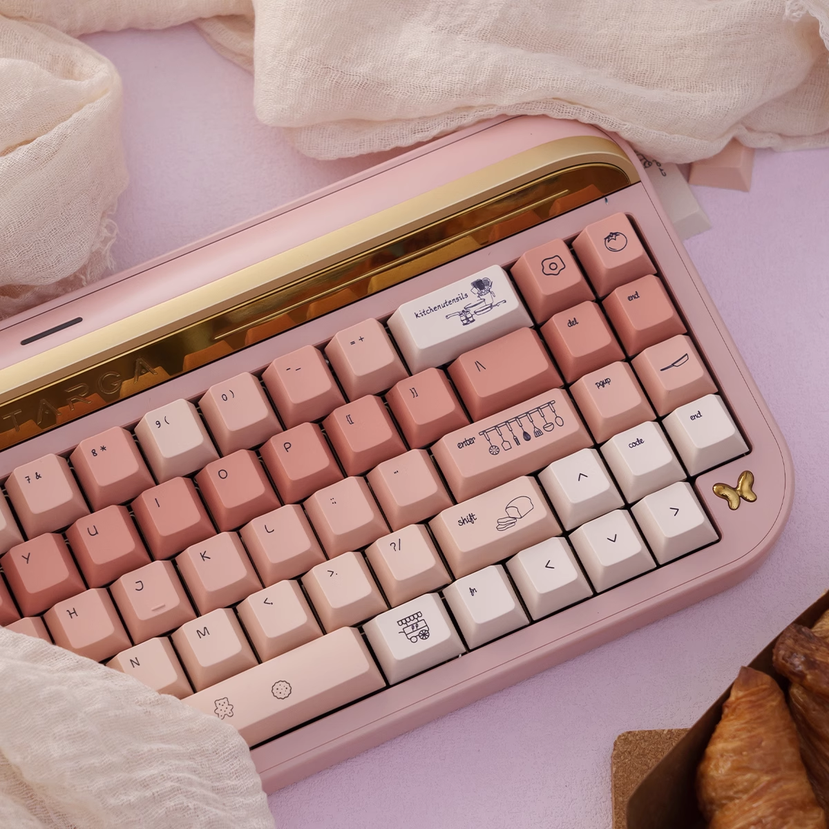 Title Cooking Girl – Pink Gradient | Cherry Profile | Thick PBT Keycap Set