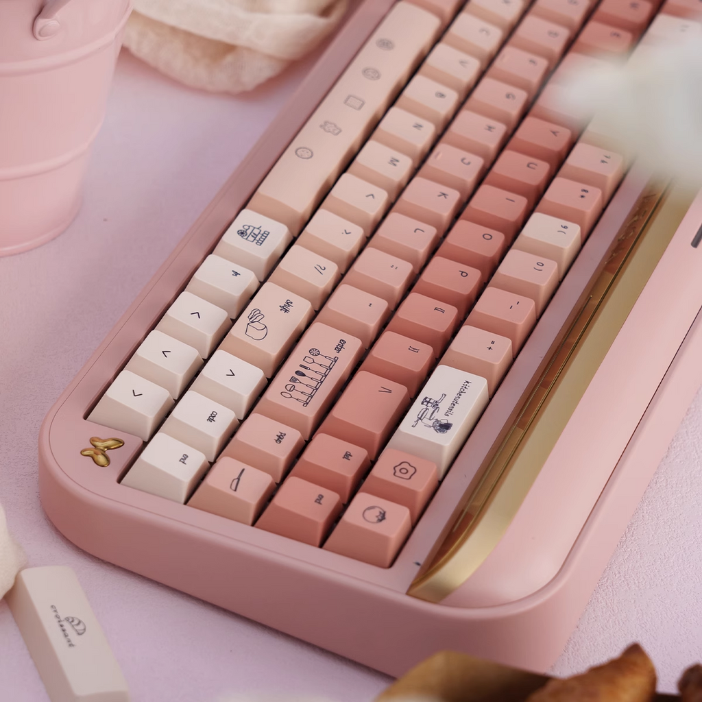 Title Cooking Girl – Pink Gradient | Cherry Profile | Thick PBT Keycap Set
