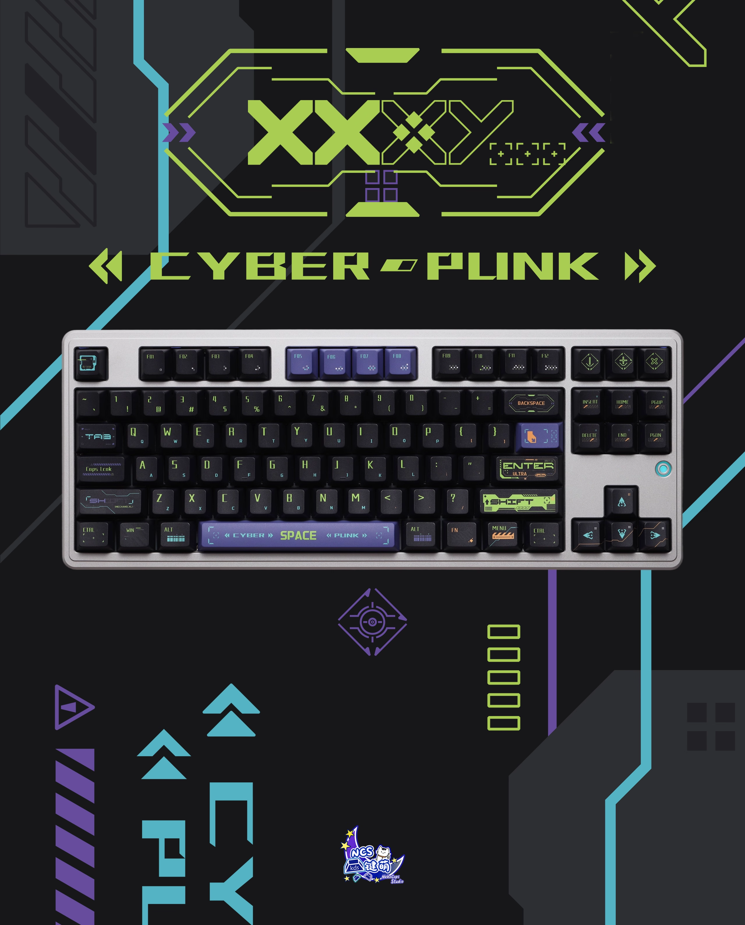 Cyberpunk – Dark Tide Pulse | Cherry Profile | Custom PBT Keycap Set