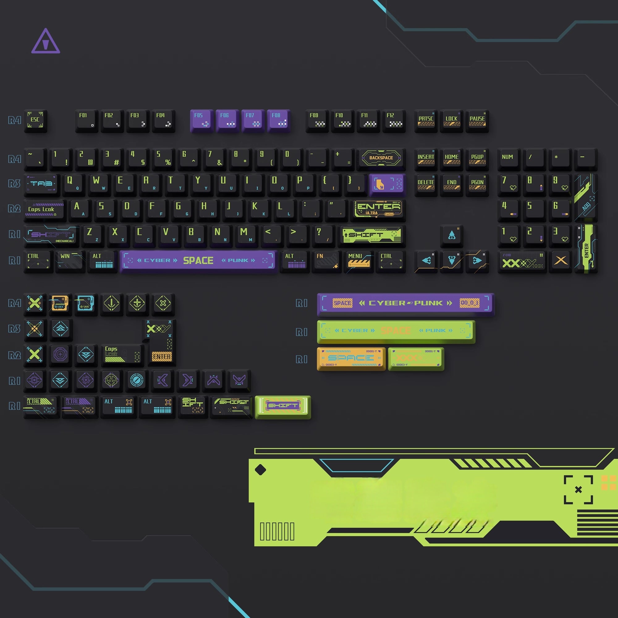 Cyberpunk – Dark Tide Pulse | Cherry Profile | Custom PBT Keycap Set