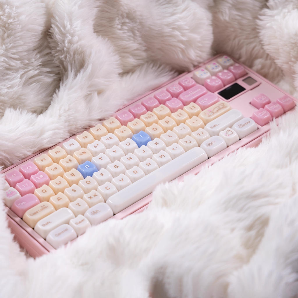 Glossy Calico Cat – Chocolate / Pink | MAO Profile | PBT Keycap Set