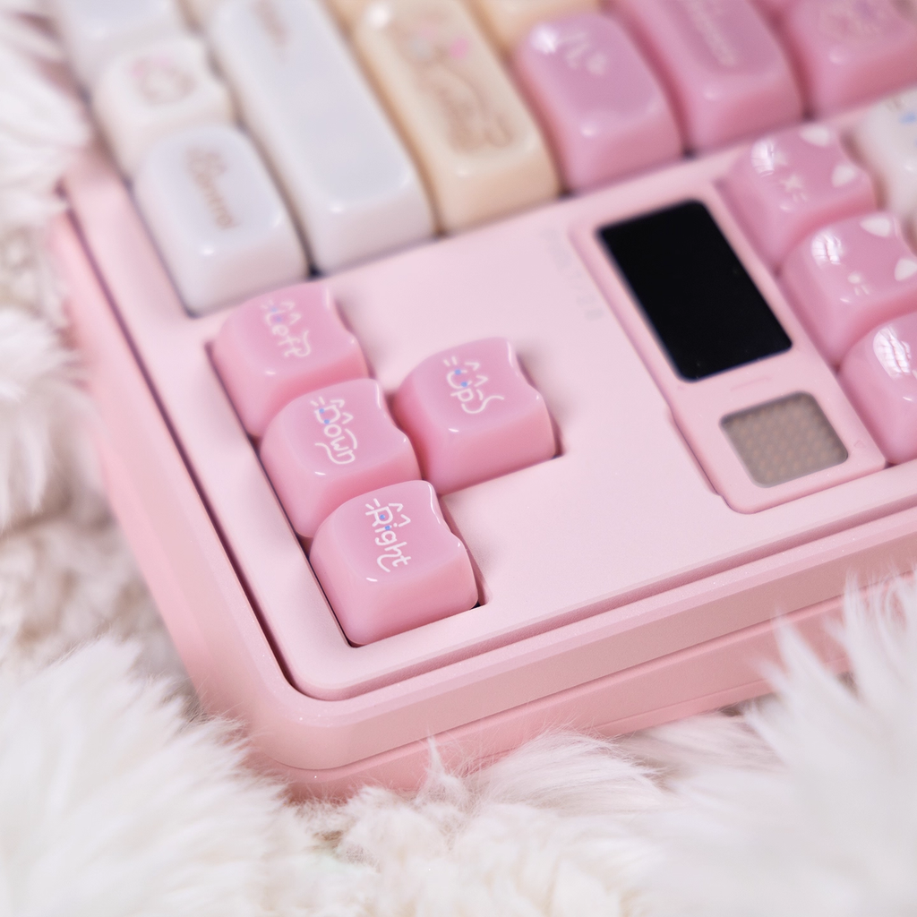 Glossy Calico Cat – Chocolate / Pink | MAO Profile | PBT Keycap Set