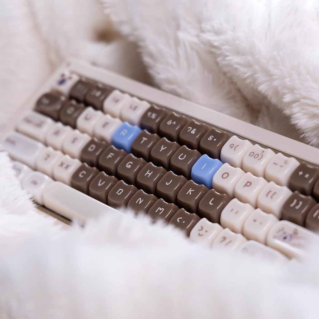 Glossy Calico Cat – Chocolate / Pink | MAO Profile | PBT Keycap Set