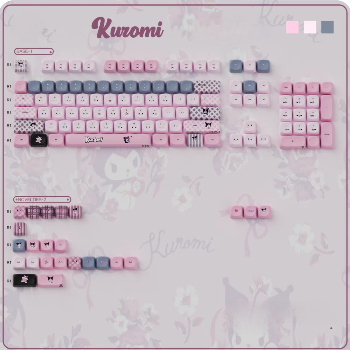 Kuromi Theme | Cherry / MOA Profile | PBT + PC Keycap Set