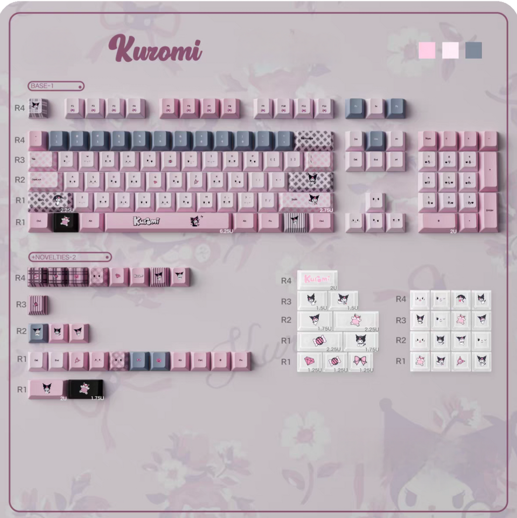 Kuromi Theme | Cherry / MOA Profile | PBT + PC Keycap Set