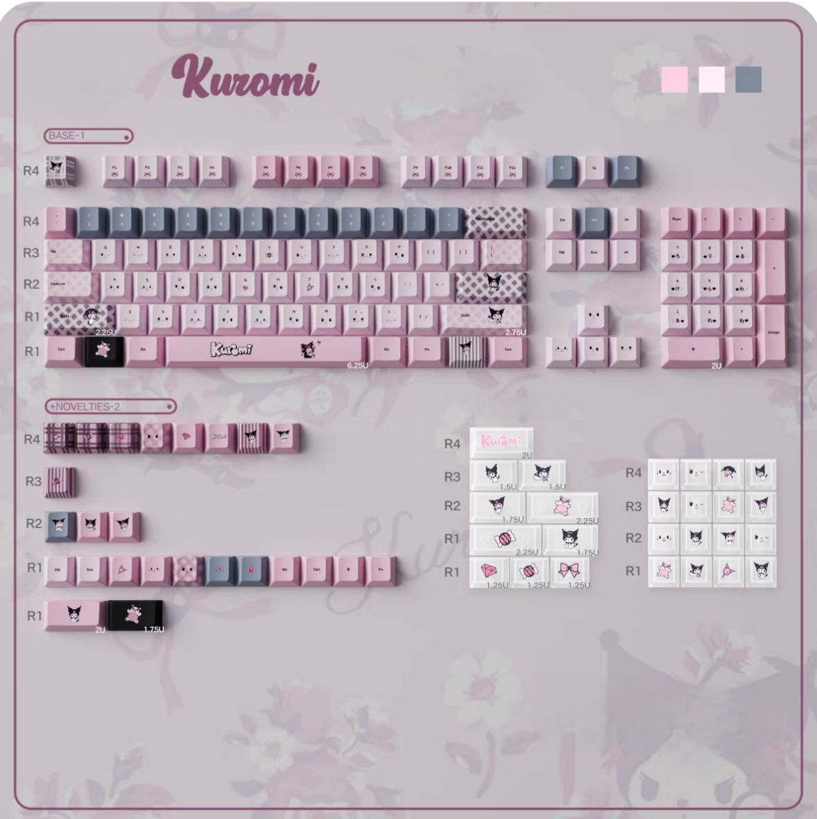 Kuromi Theme | Cherry / MOA Profile | PBT + PC Keycap Set
