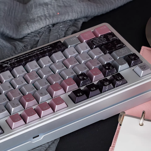 Black Pink PBT Keycap Set - Cherry Profile for Wooting, ROG Azoth, Razer & Logitech G