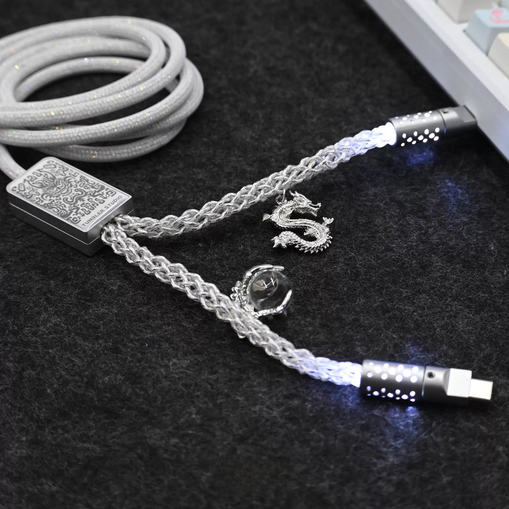 8K Polling Rate Dual Type-C Cable - CNC Aluminum Splitter USB-A to Dual Type-C for Gaming Keyboards