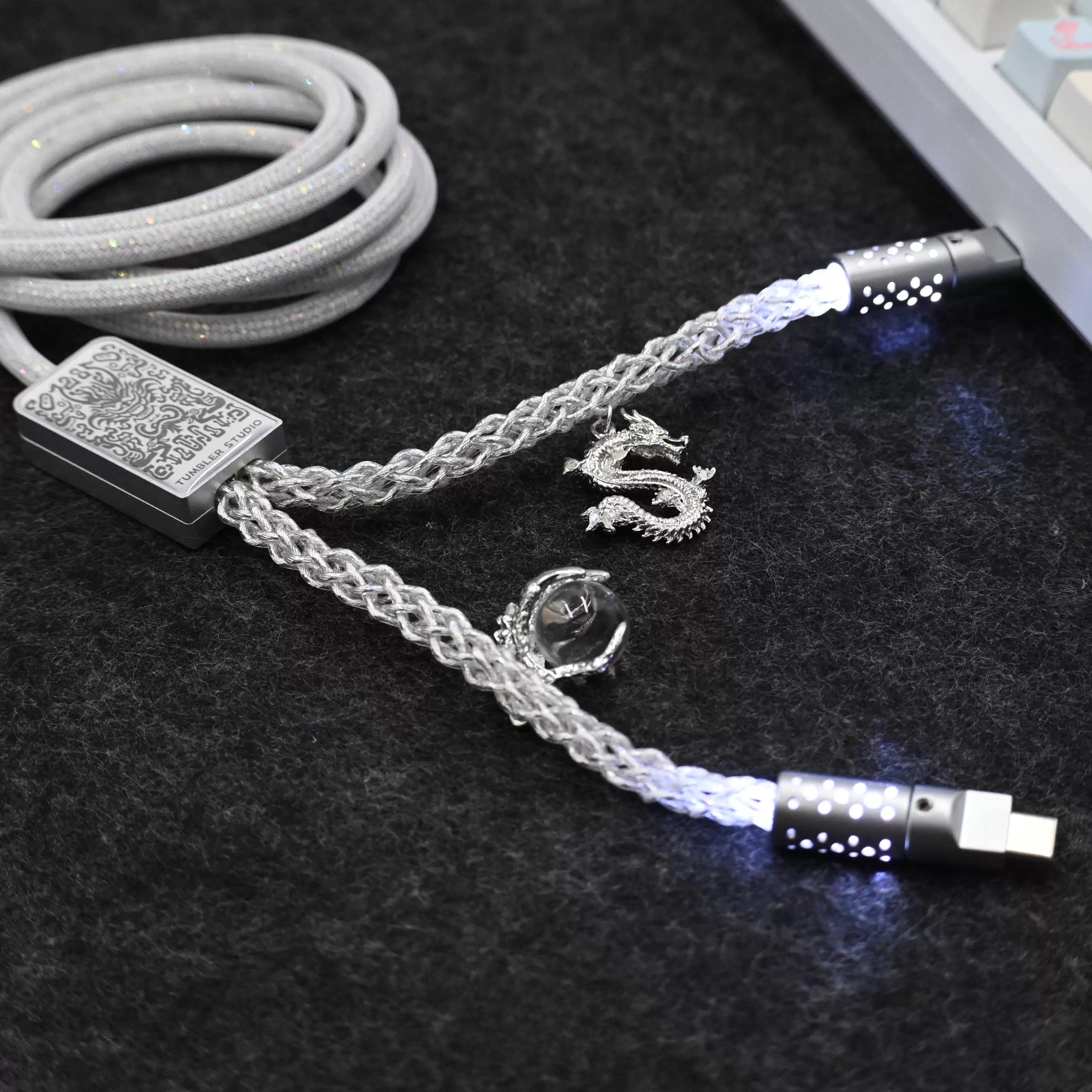 8K Polling Rate Dual Type-C Cable - CNC Aluminum Splitter USB-A to Dual Type-C for Gaming Keyboards