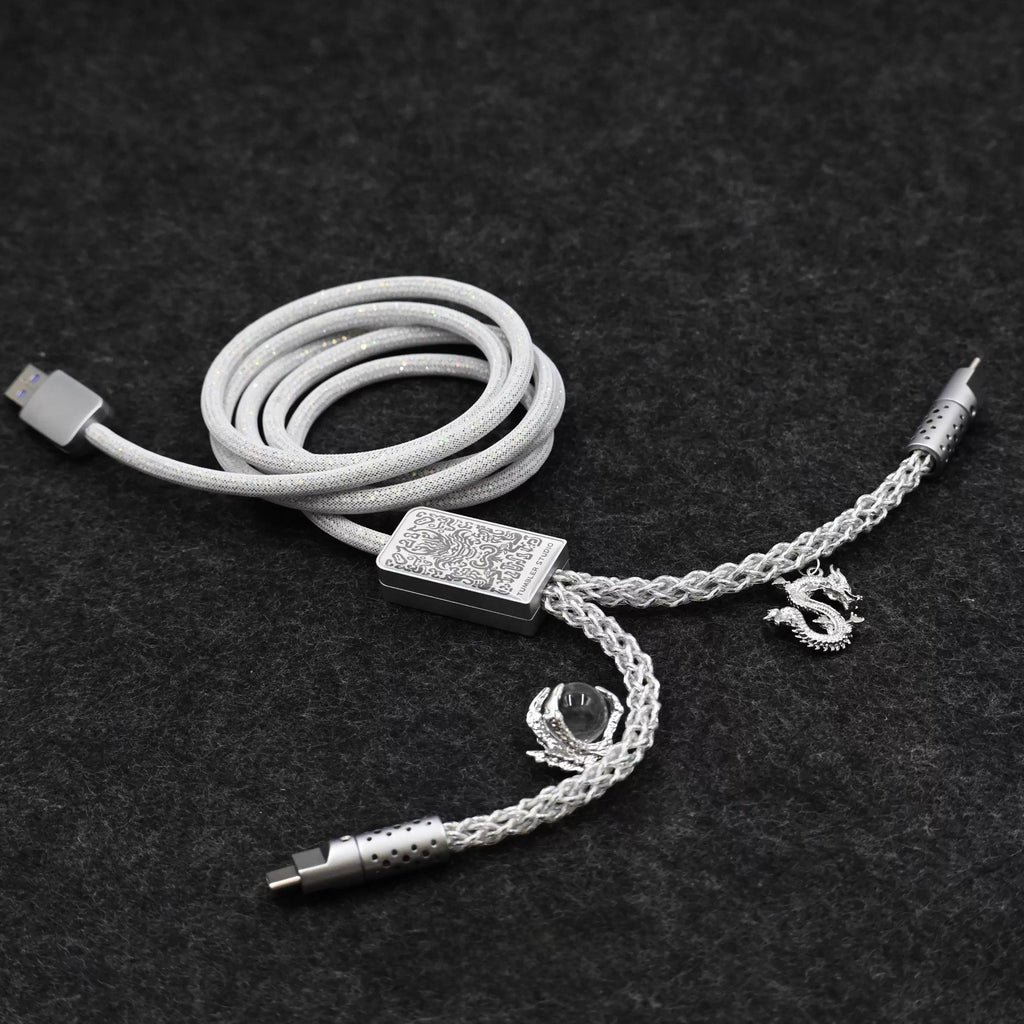 8K Polling Rate Dual Type-C Cable - CNC Aluminum Splitter USB-A to Dual Type-C for Gaming Keyboards