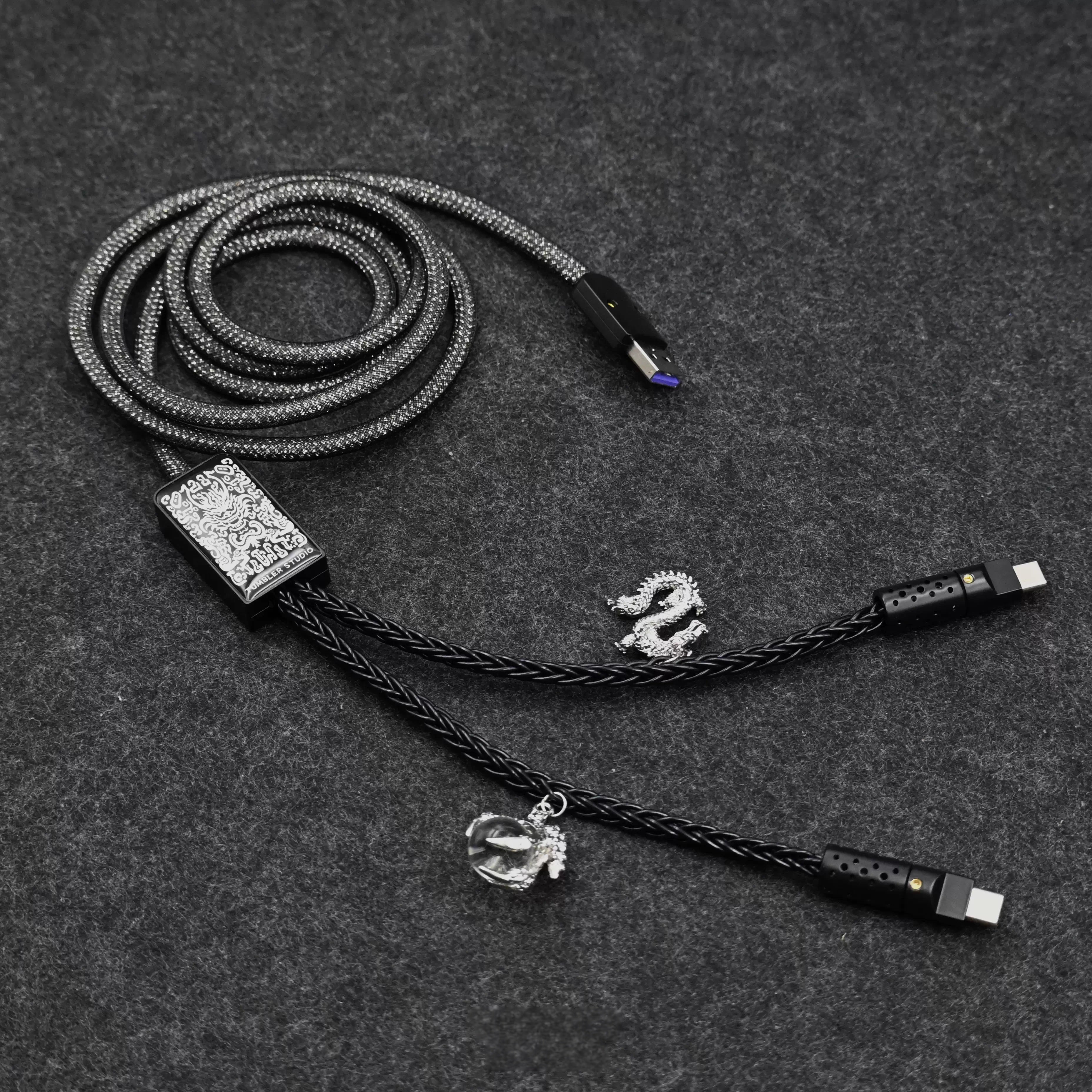 8K Polling Rate Dual Type-C Cable - CNC Aluminum Splitter USB-A to Dual Type-C for Gaming Keyboards