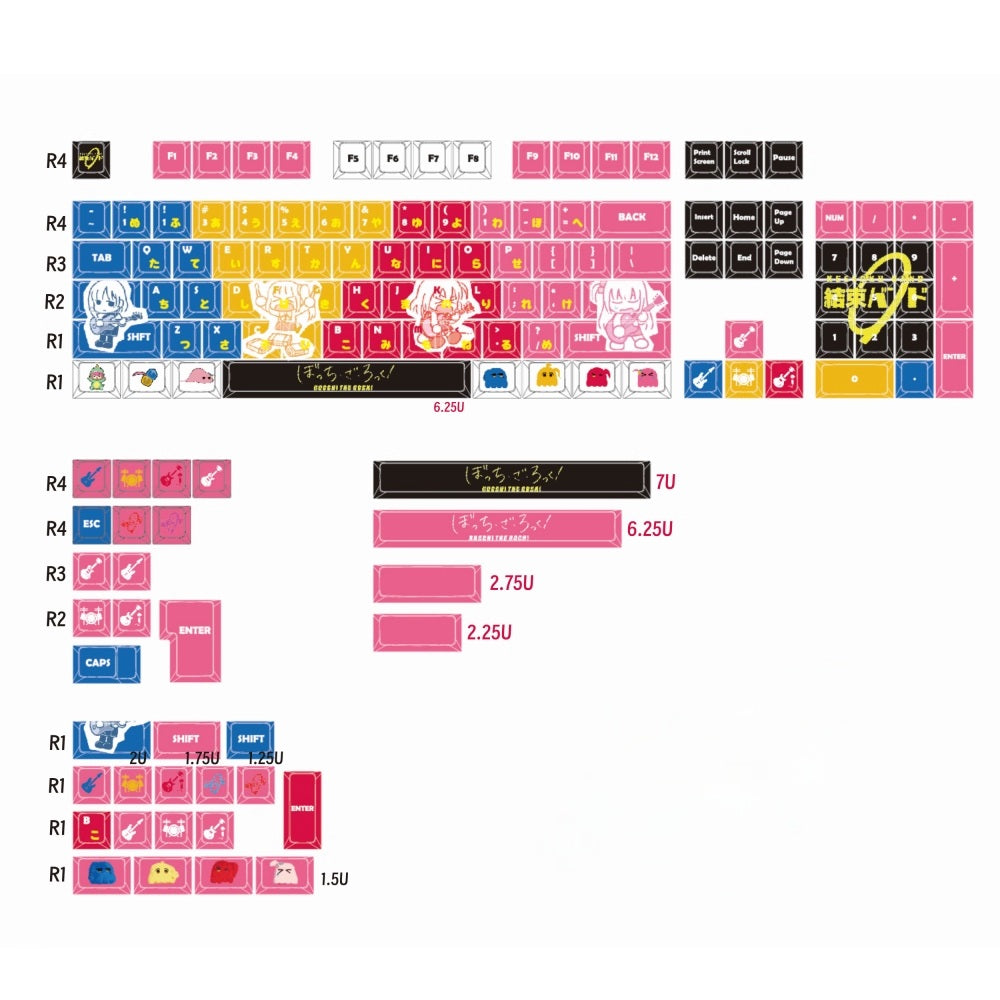 Bocchi the Rock! Kessoku Band Theme | Cherry Profile | PBT Keycap Set