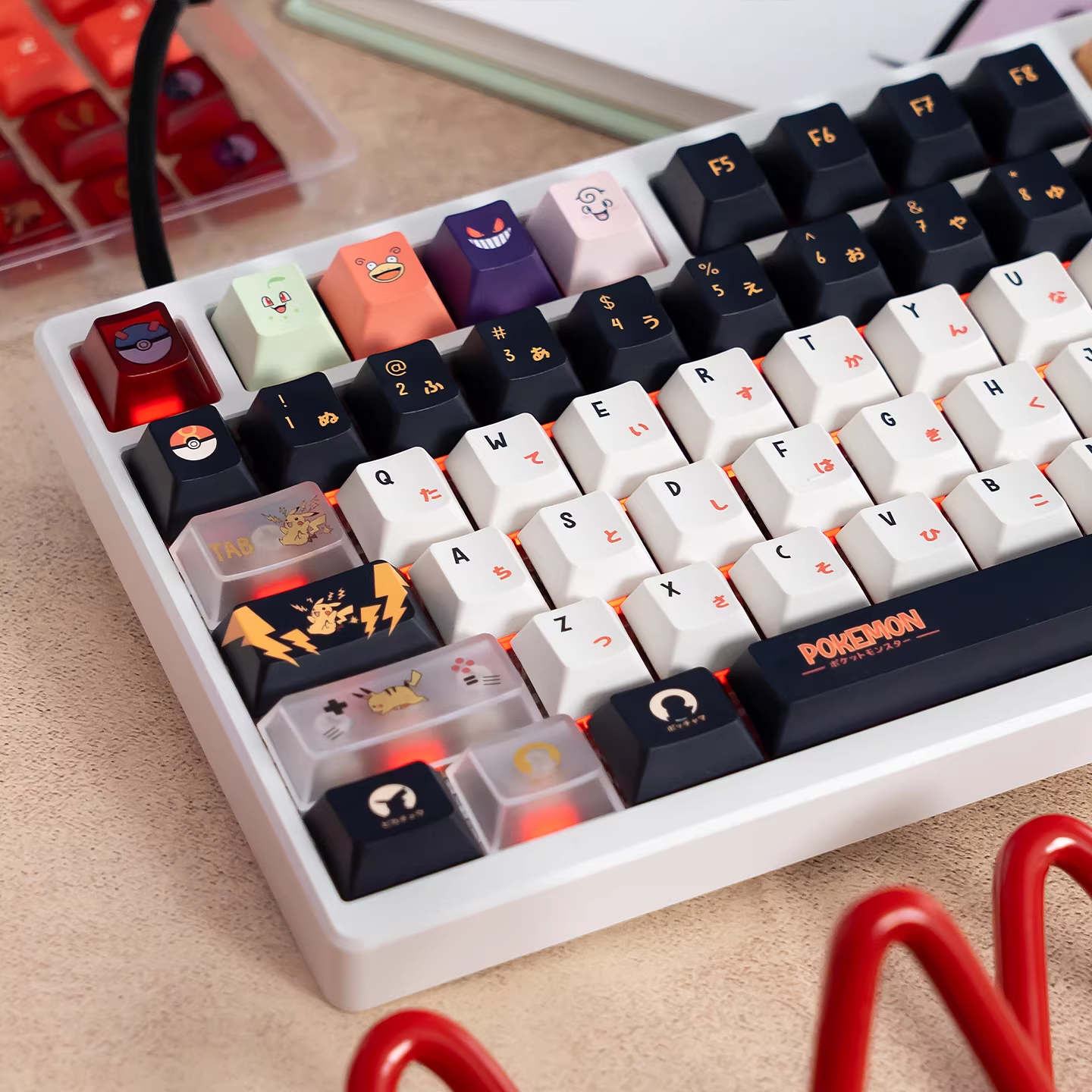 Pokemon Pikachu PBT+PC Keycap Set - Cherry Profile for Wooting, ROG Azoth, Razer & Logitech G