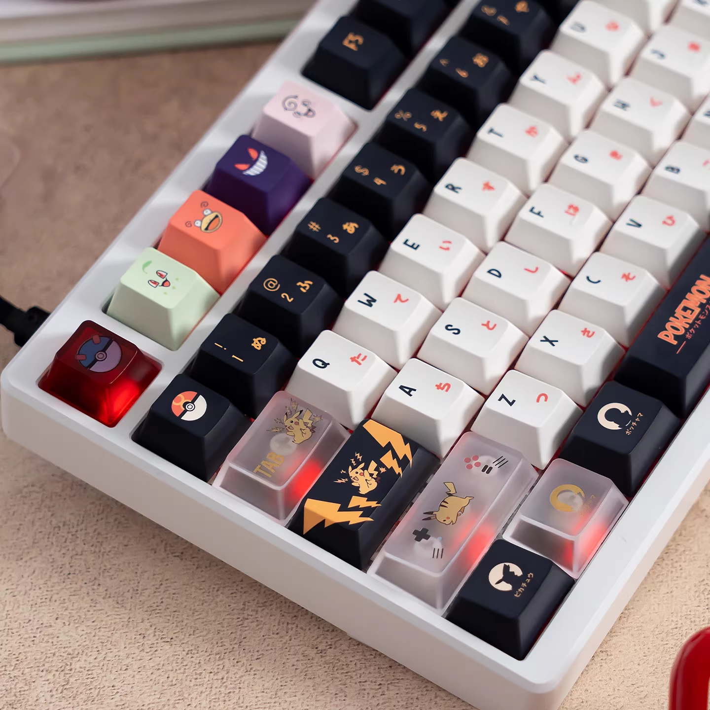 Pokemon Pikachu PBT+PC Keycap Set - Cherry Profile for Wooting, ROG Azoth, Razer & Logitech G