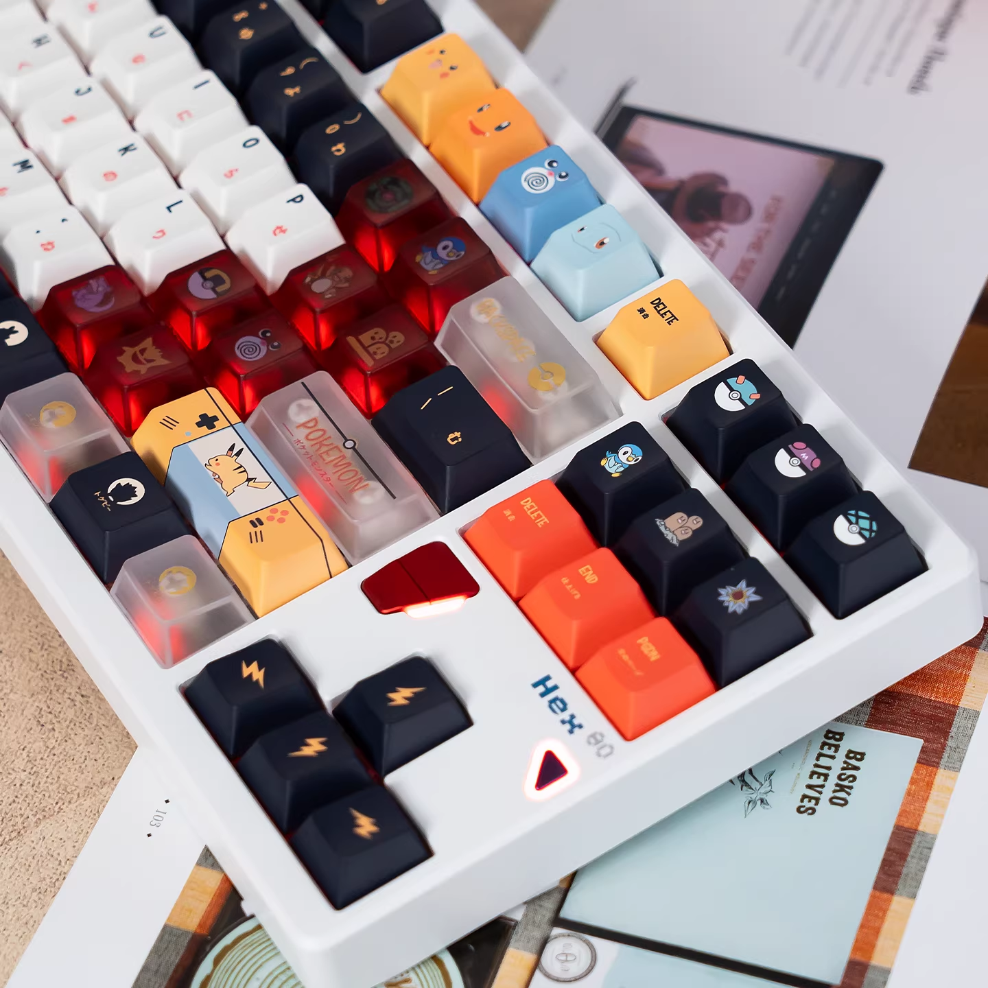 Pokemon Pikachu PBT+PC Keycap Set - Cherry Profile for Wooting, ROG Azoth, Razer & Logitech G