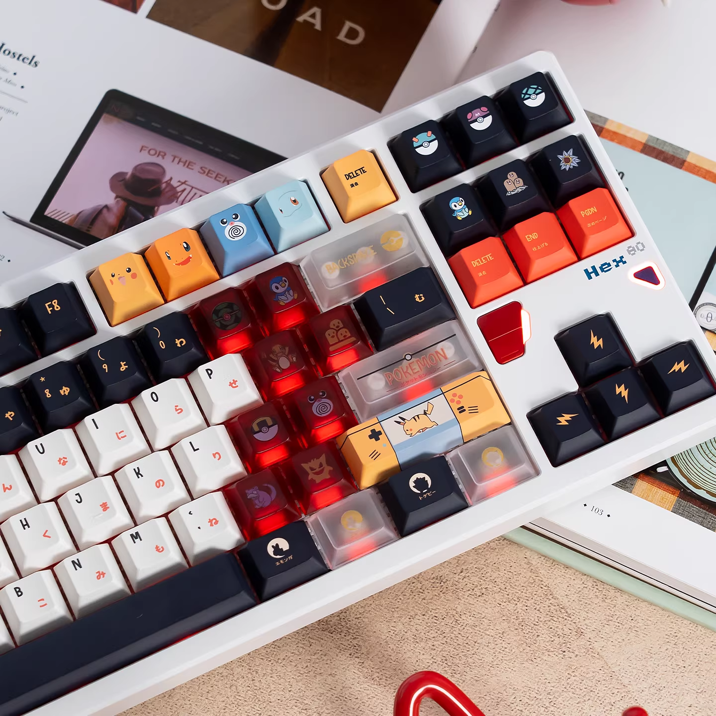 Pokemon Pikachu PBT+PC Keycap Set - Cherry Profile for Wooting, ROG Azoth, Razer & Logitech G